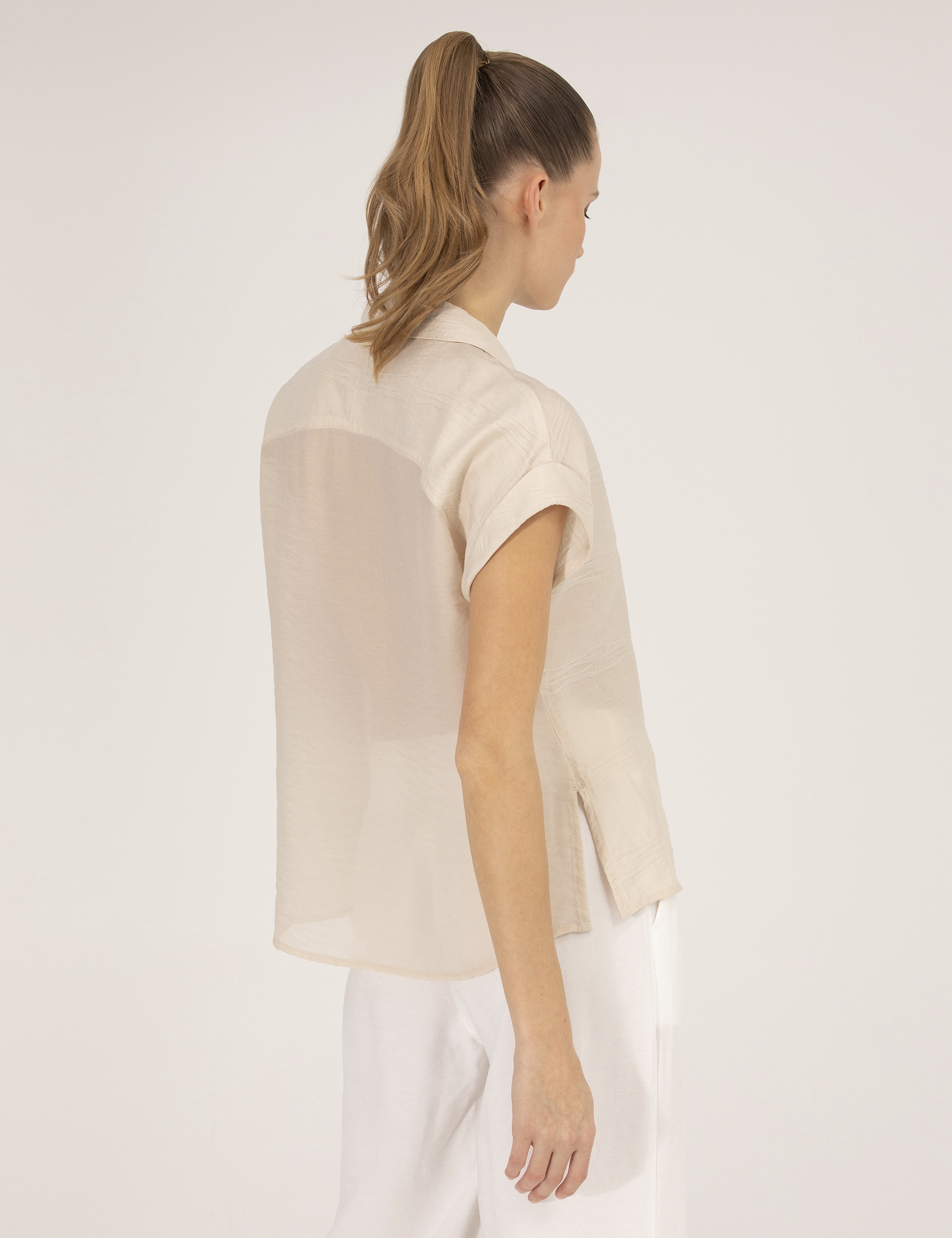 Bej Comfort Fit Kısa Kollu Gömlek - Image 5