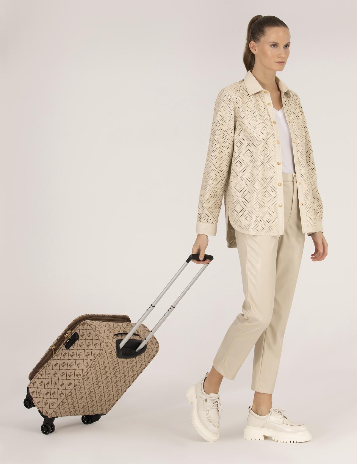 Krem Comfort Fit Suni Deri Gömlek - 50263156017