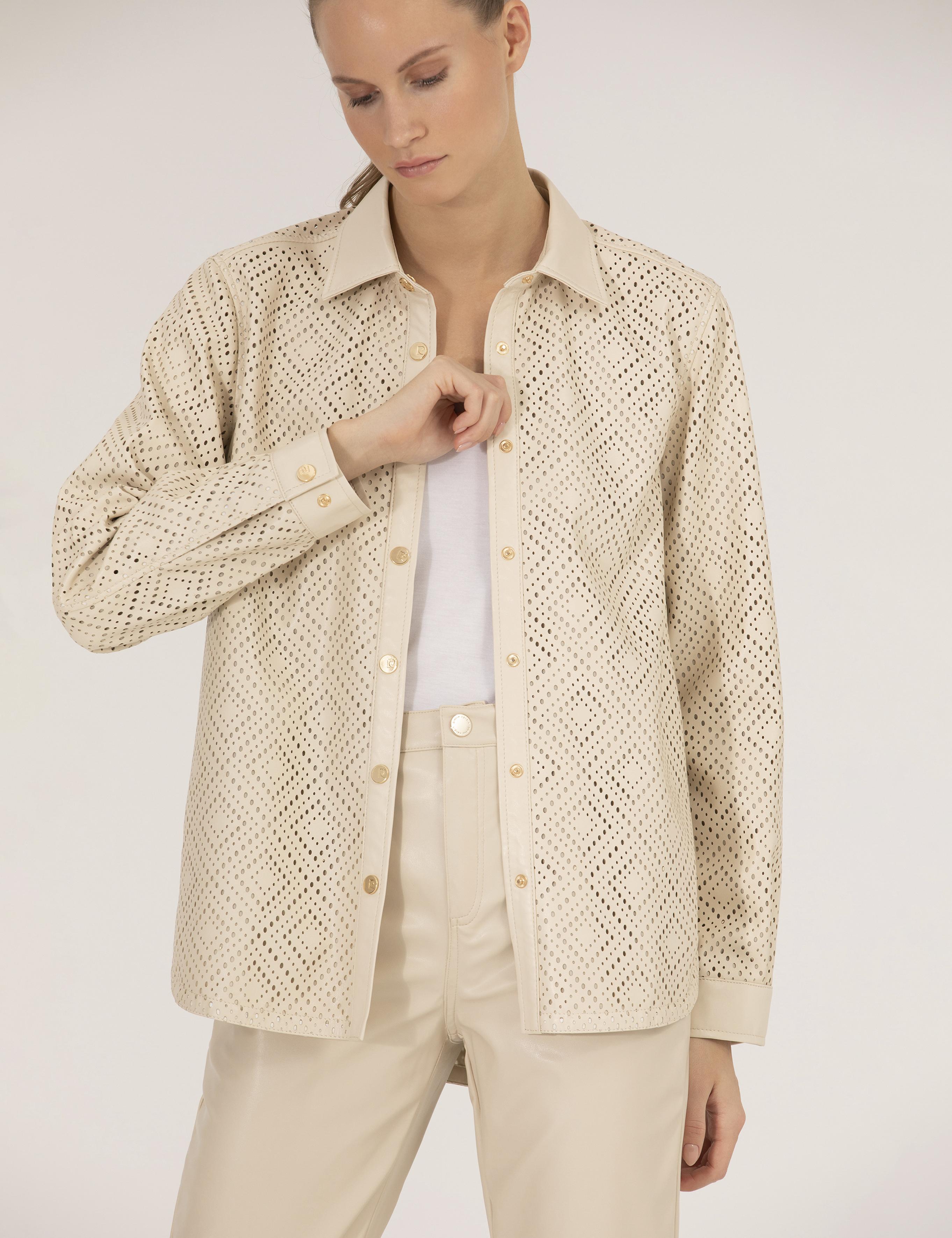 Krem Comfort Fit Suni Deri Gömlek