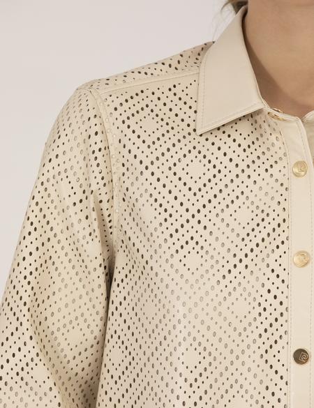 Krem Comfort Fit Suni Deri Gömlek - 50263156017