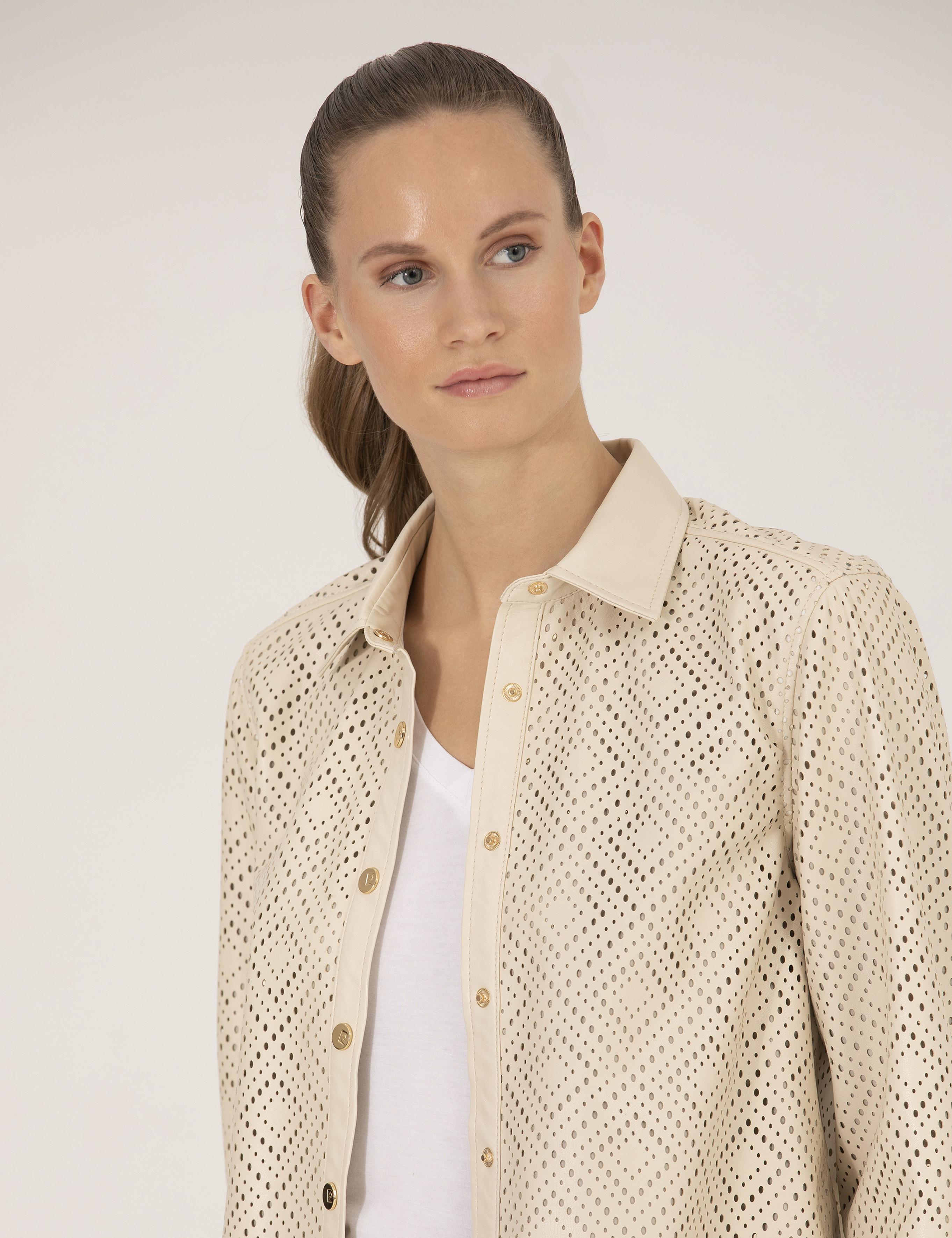 Krem Comfort Fit Suni Deri Gömlek