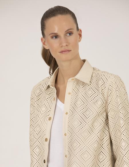 Krem Comfort Fit Suni Deri Gömlek - 50263156017