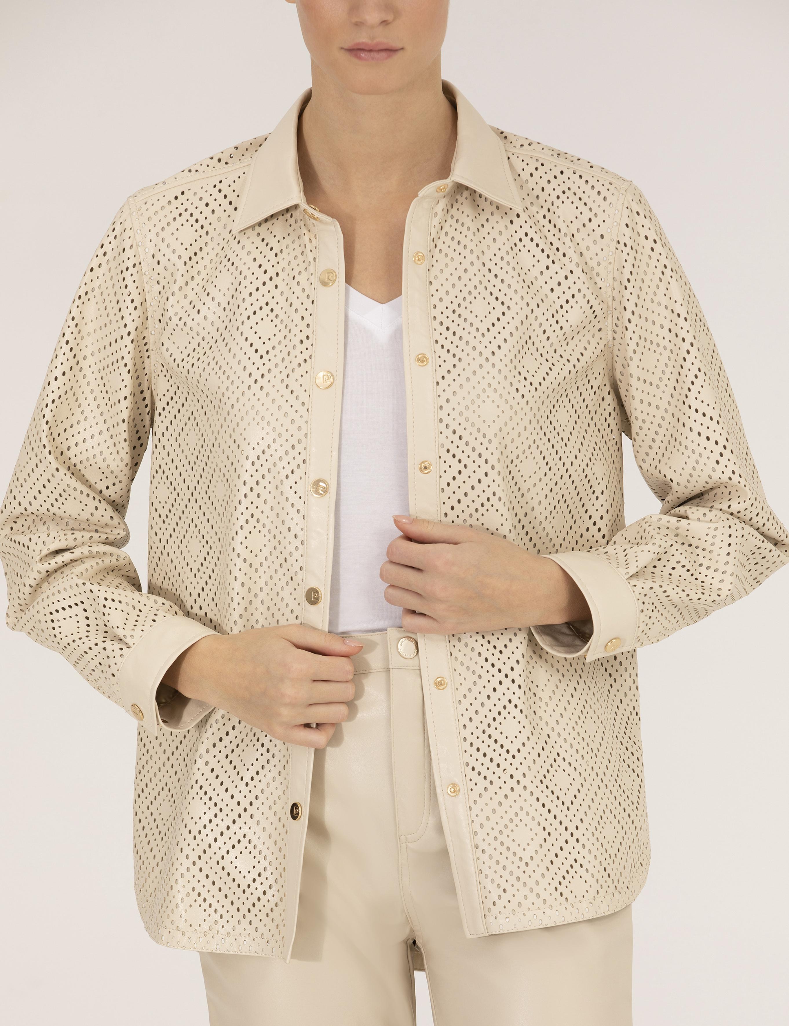 Krem Comfort Fit Suni Deri Gömlek