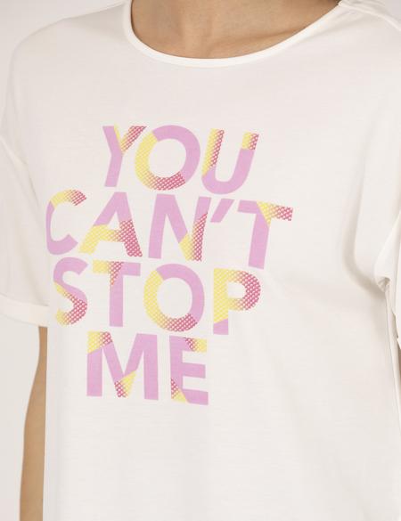 Ekru Oversize Tişört - 50263618004