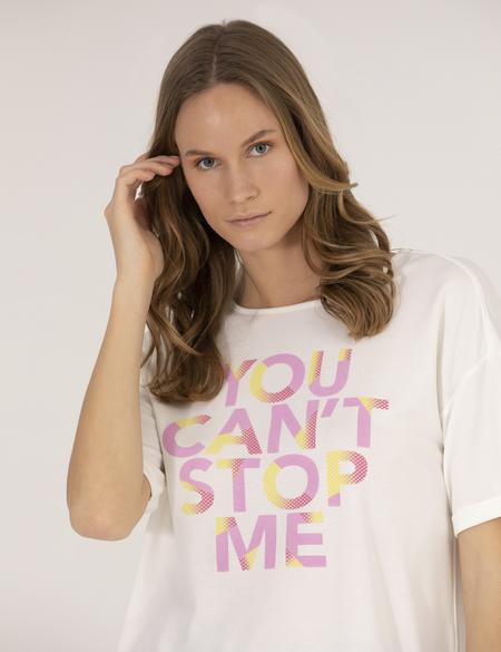 Ekru Oversize Tişört - 50263618004