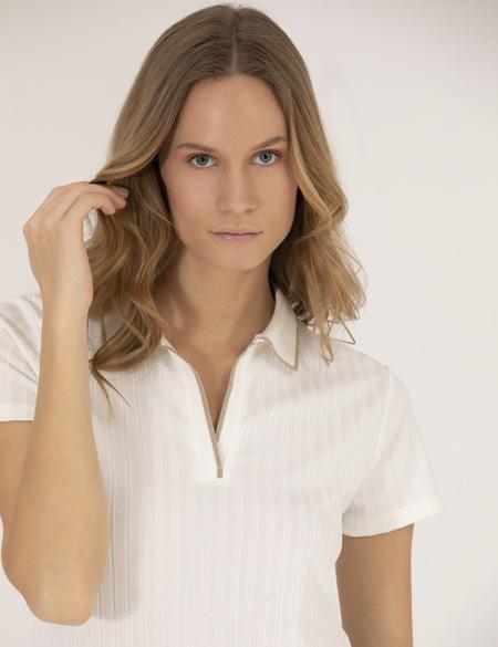 Ekru Slim Fit Tişört - 50263695006