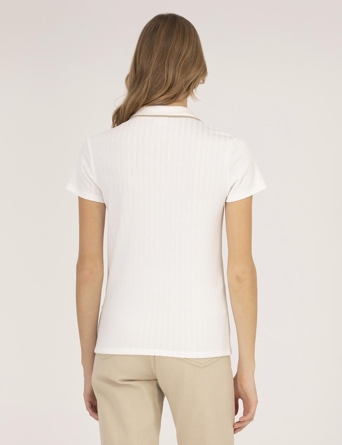 Ekru Slim Fit Tişört - 50263695006