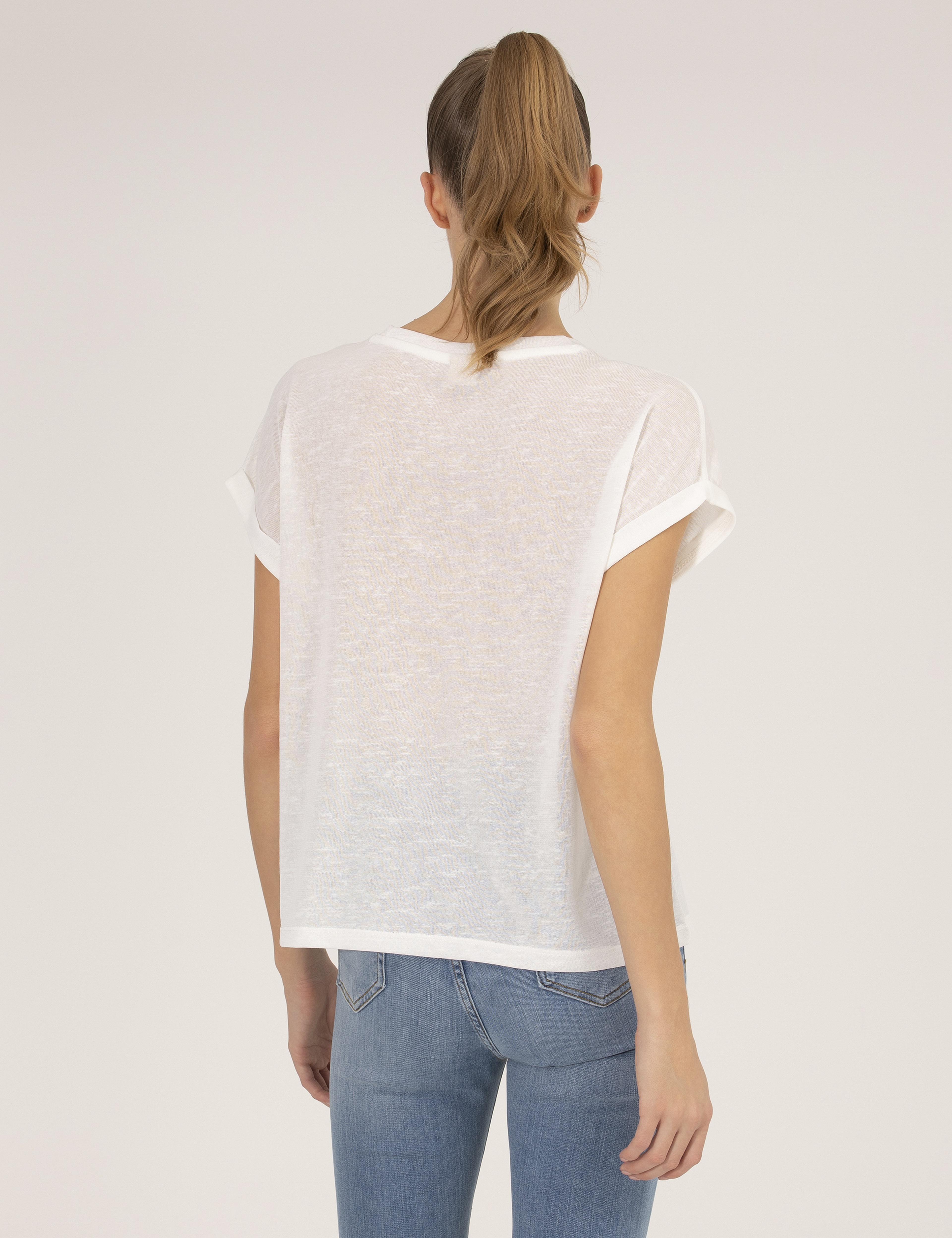 Ekru Comfort Fit Tişört - Image 5
