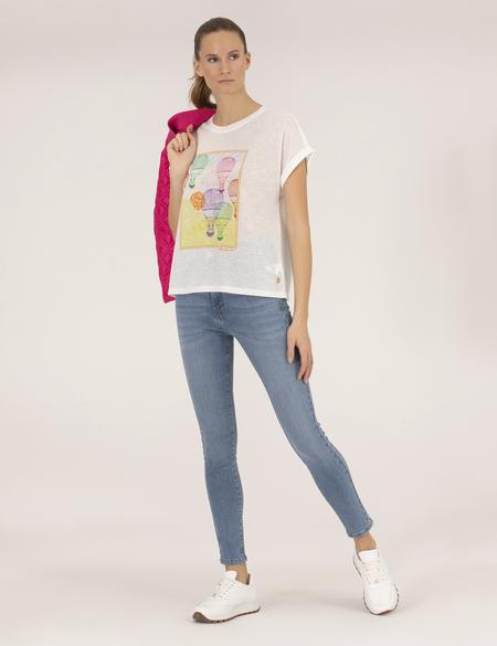 Ekru Comfort Fit Tişört - 50266519005