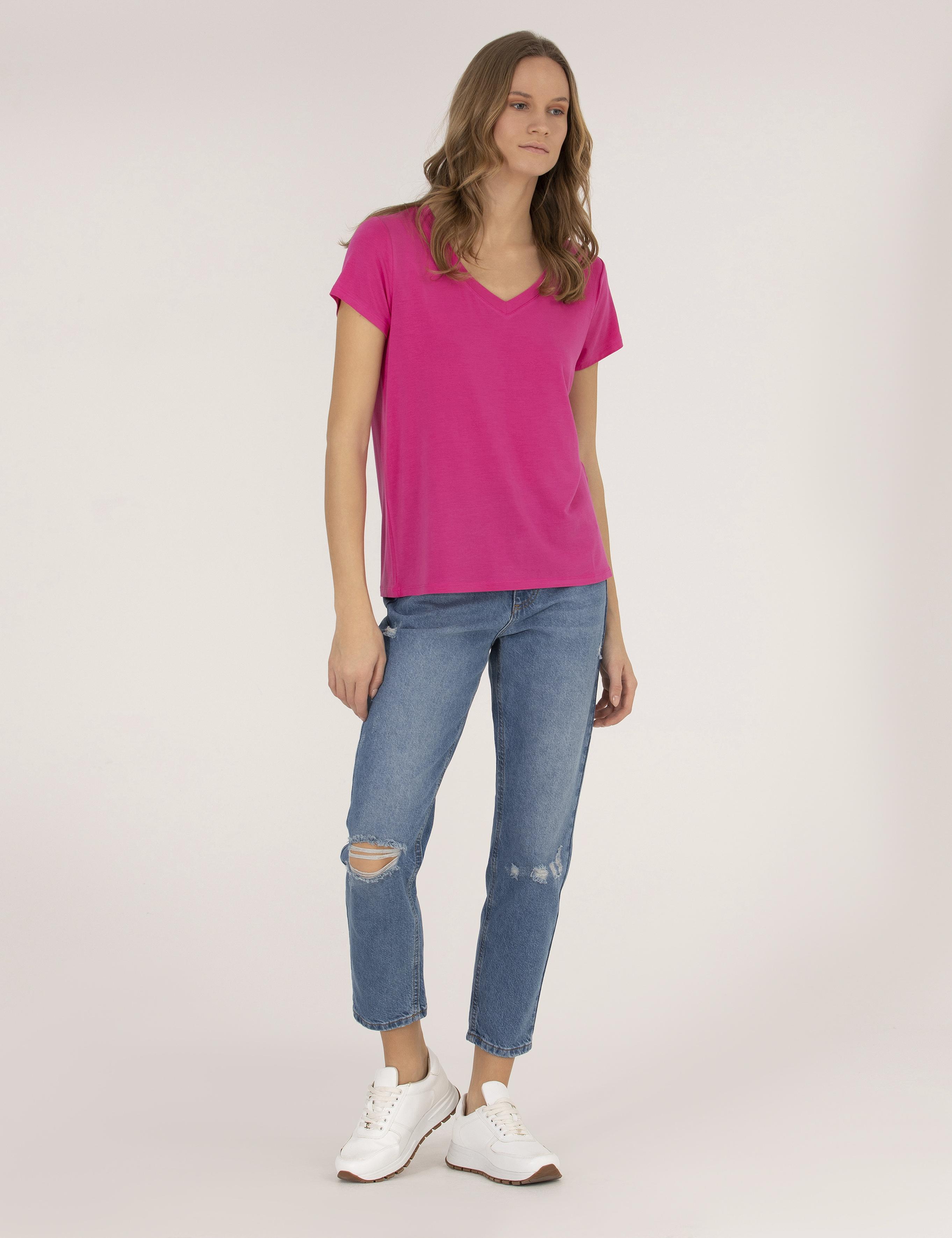 Pembe Comfort Fit Basic Tişört