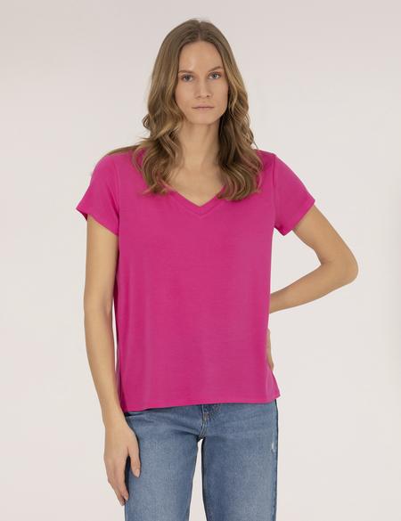 Pembe Comfort Fit Basic Tişört - 50269345034