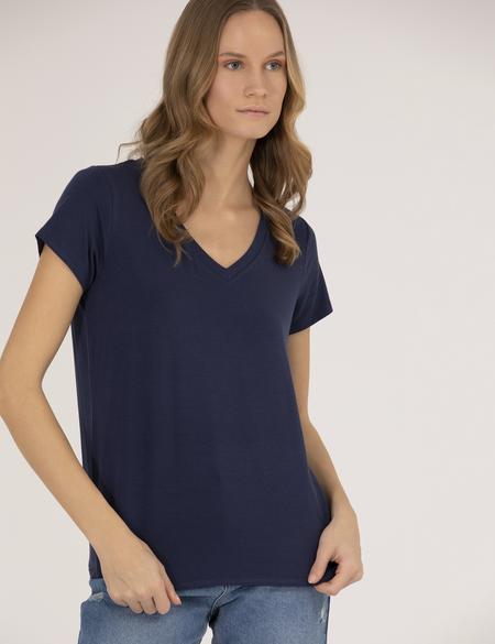 Lacivert Comfort Fit Basic Tişört - 50269345042