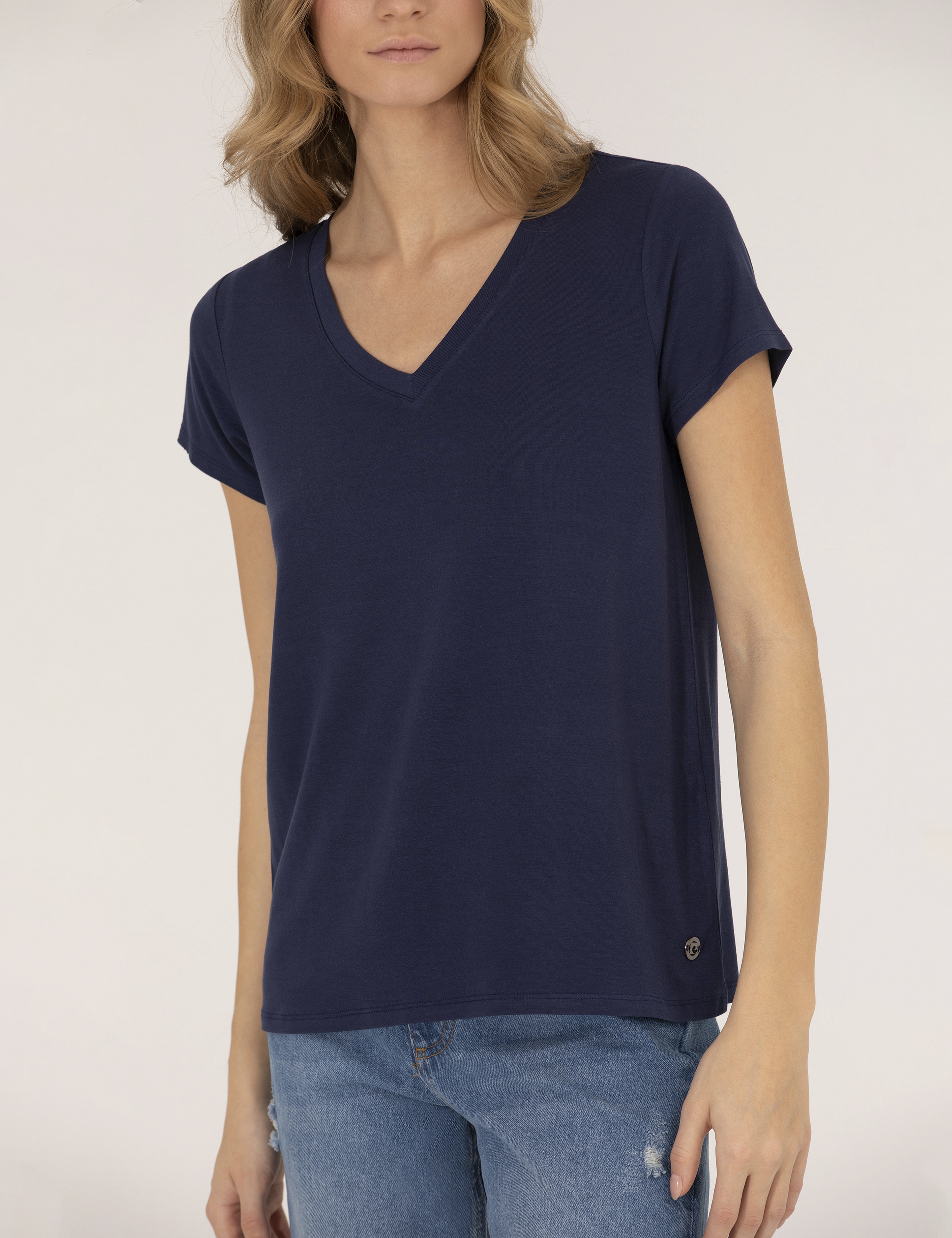 Lacivert Comfort Fit Basic Tişört - Image 6