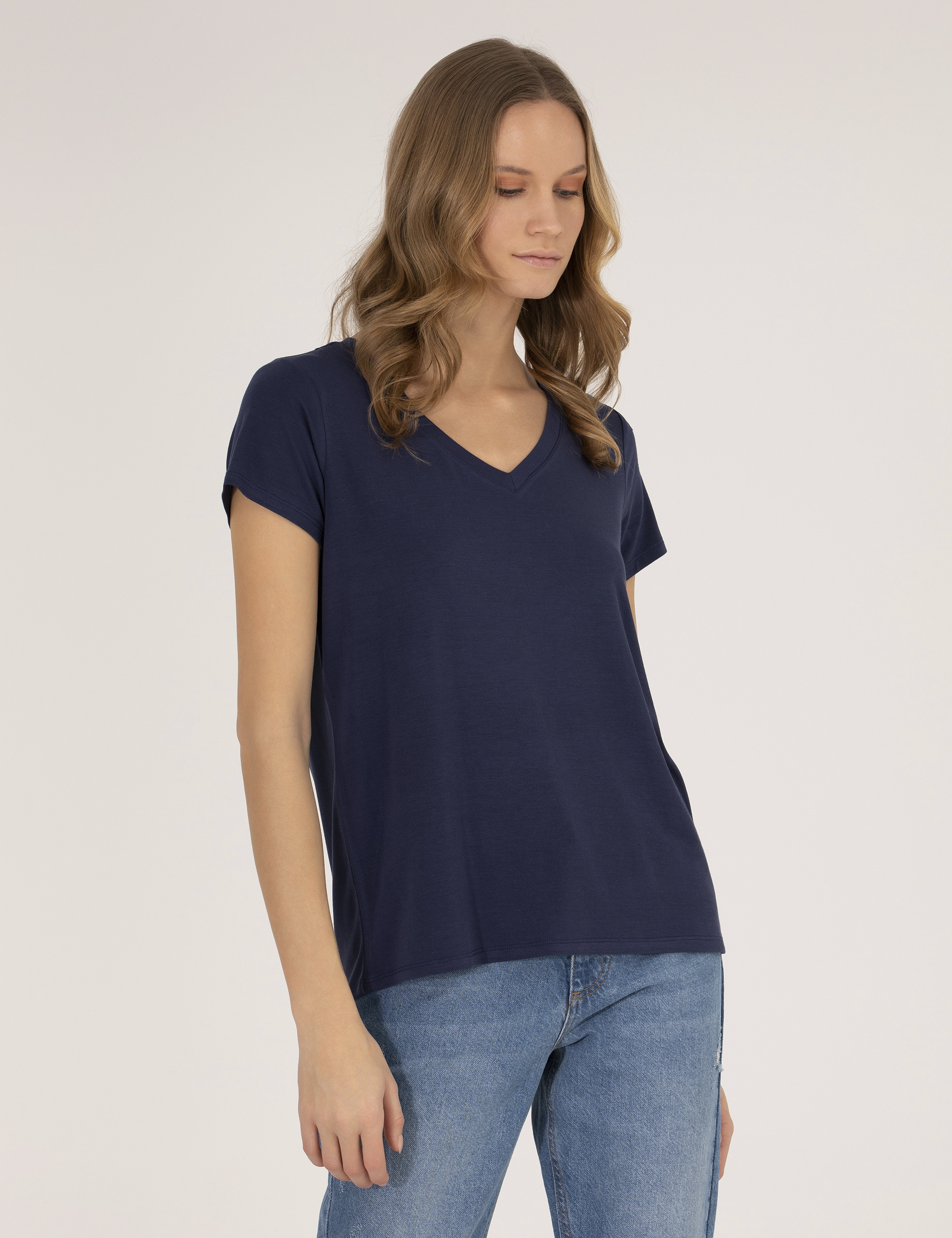 Lacivert Comfort Fit Basic Tişört