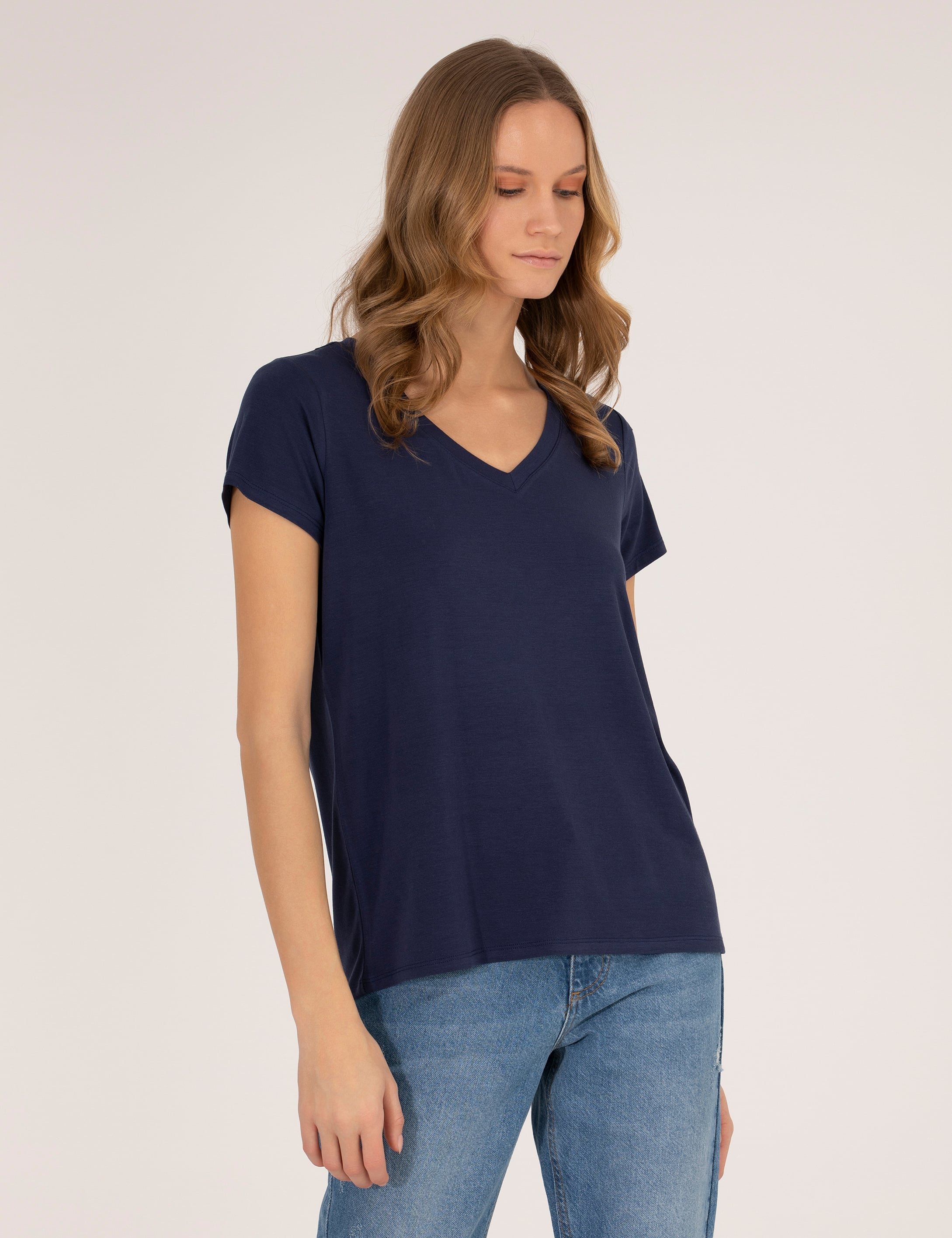 Lacivert Comfort Fit Basic Tişört