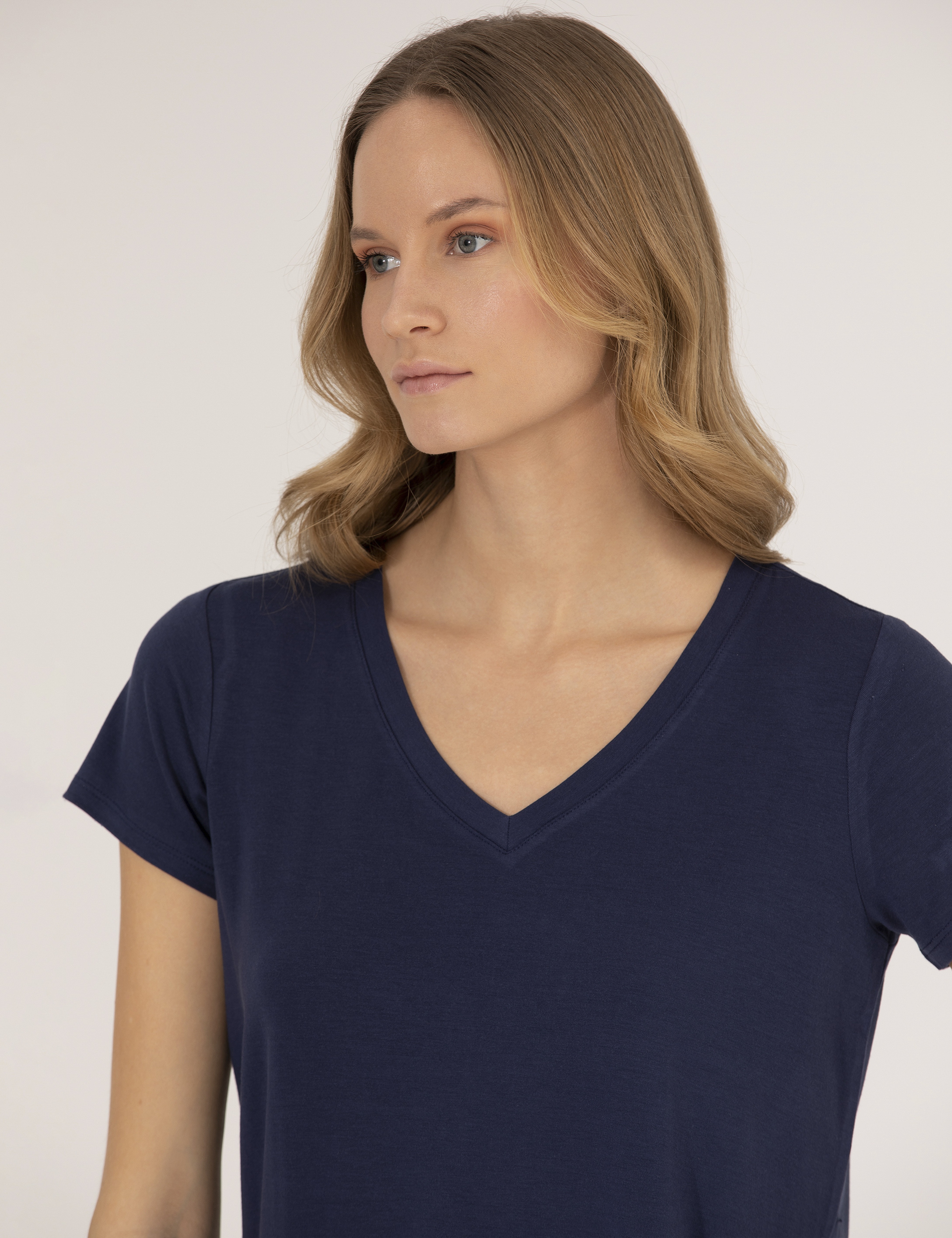 Lacivert Comfort Fit Basic Tişört - Image 2