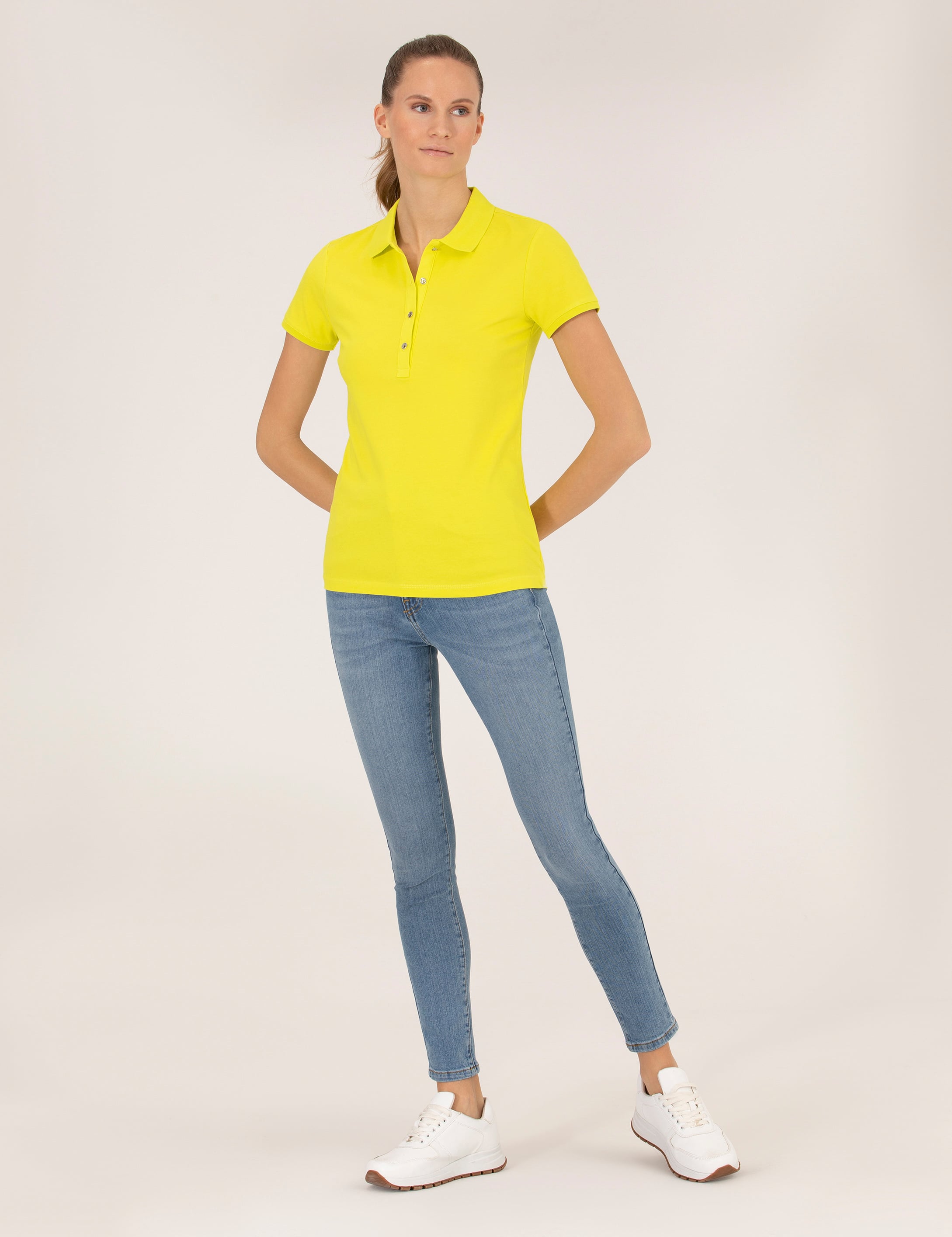 Yeşil Slim Fit Polo Yaka Basic Tişört - Image 4