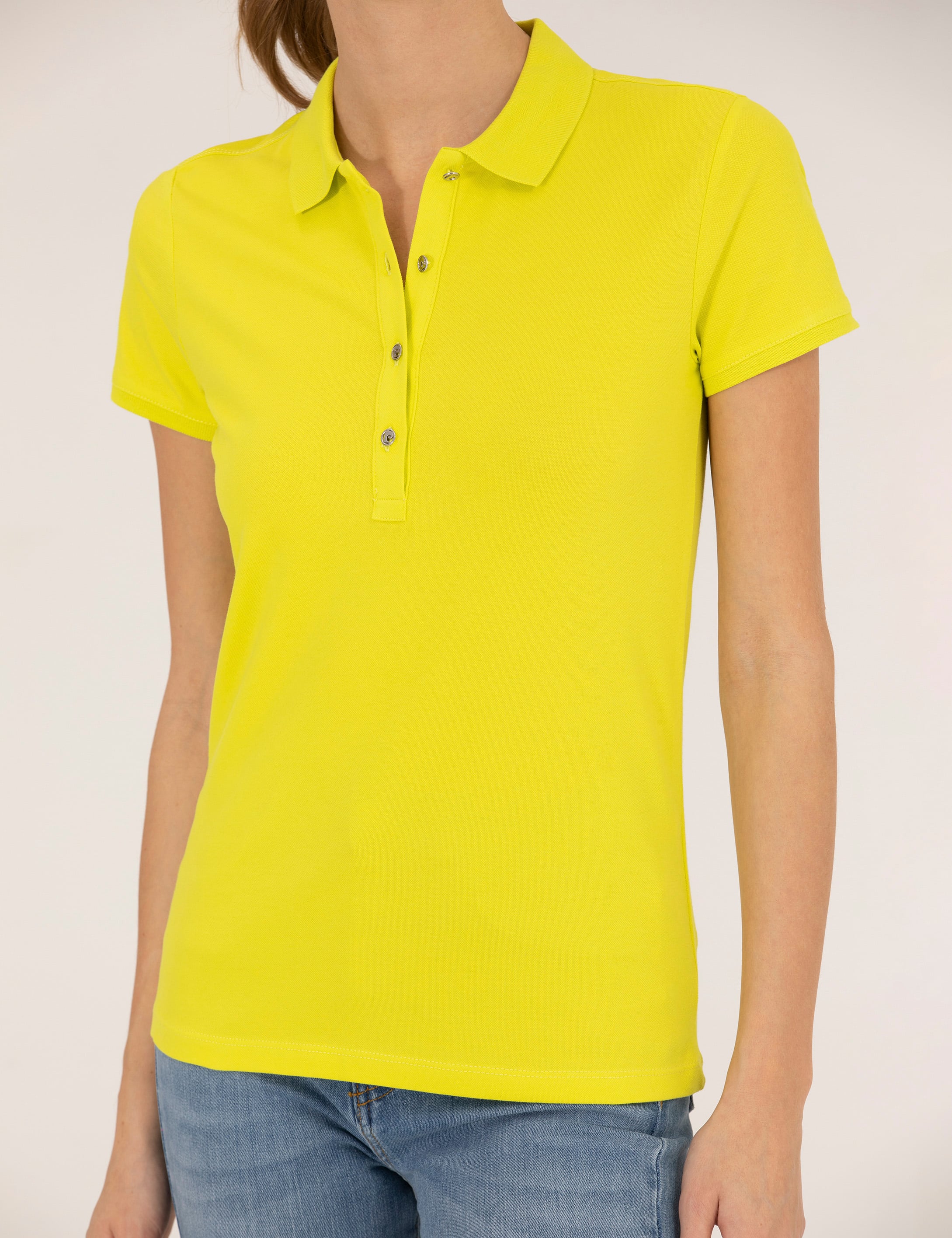 Yeşil Slim Fit Polo Yaka Basic Tişört