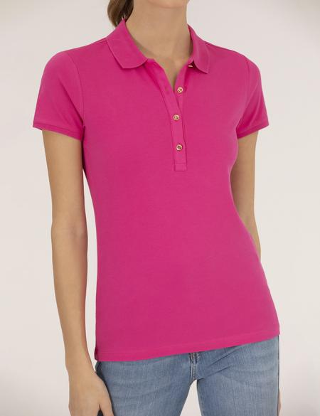 Fuşya Slim Fit Polo Yaka Basic Tişört - 50269520042