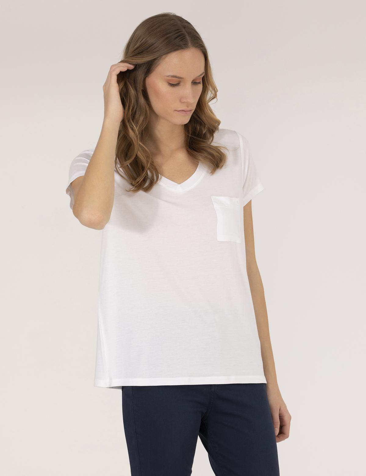 Beyaz Comfort Fit V Yaka Basic Tişört