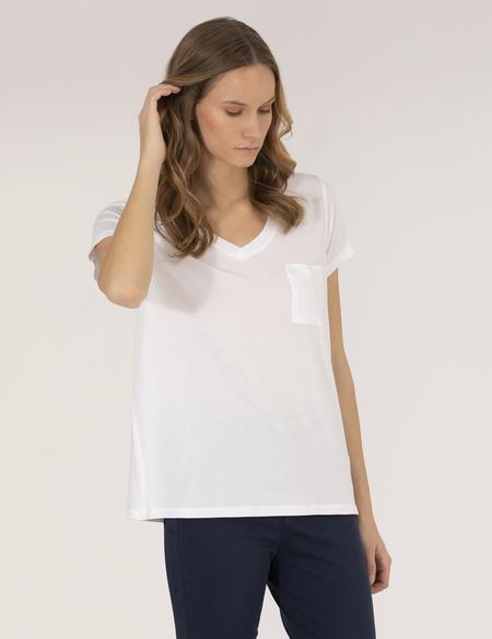 Beyaz Comfort Fit V Yaka Basic Tişört - 50272381006