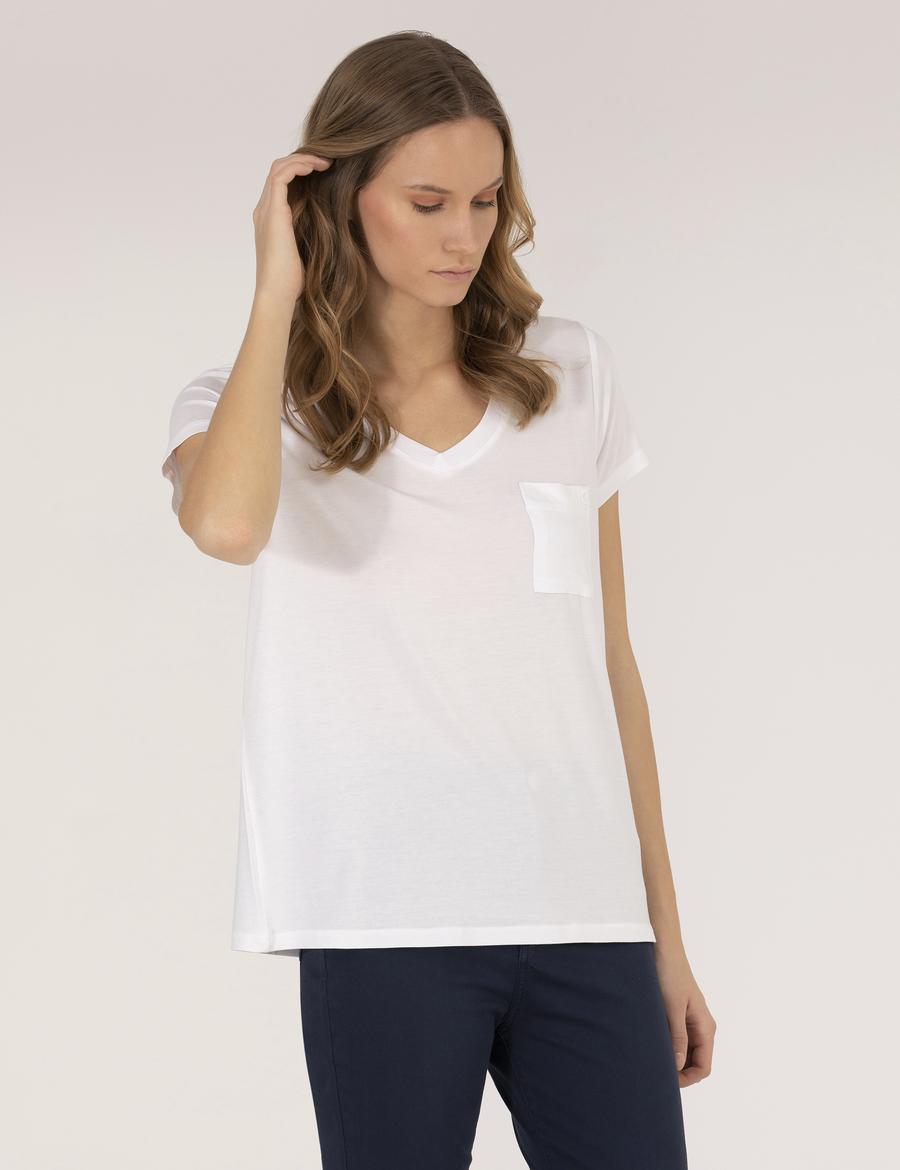 Beyaz Comfort Fit V Yaka Basic Tişört