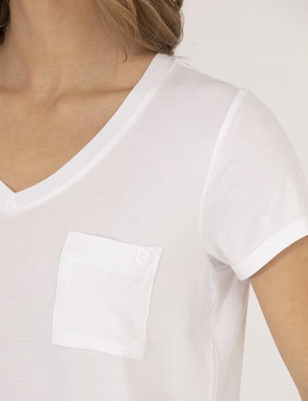 Beyaz Comfort Fit V Yaka Basic Tişört - 50272381006