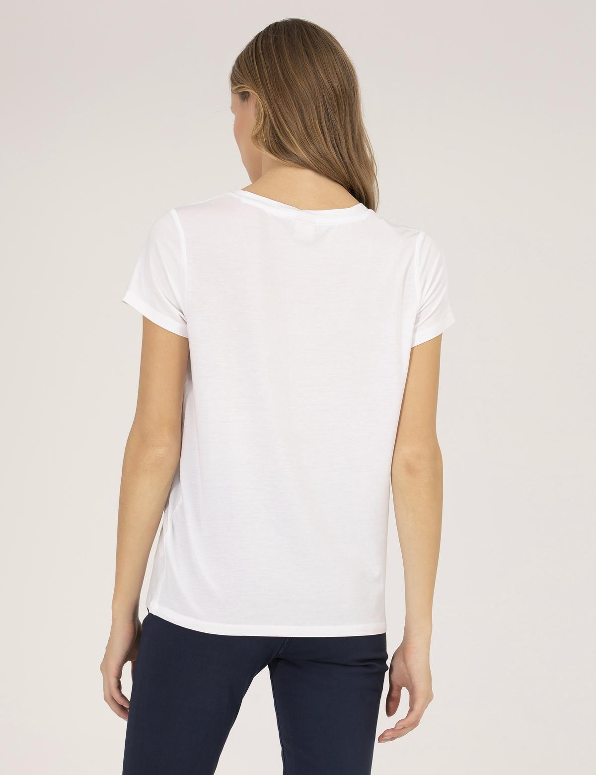 Beyaz Comfort Fit V Yaka Basic Tişört - 50272381006