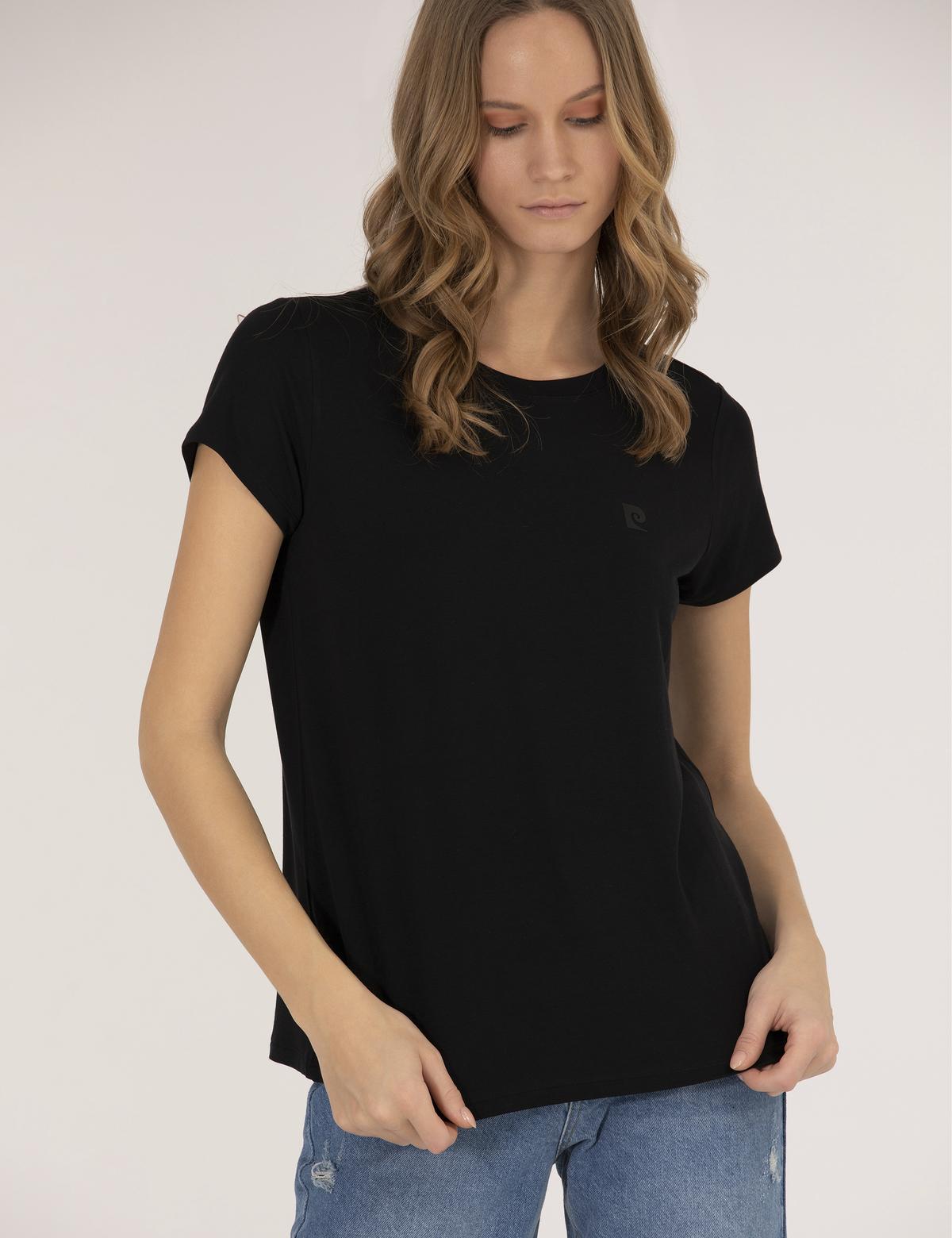 Siyah Comfort Fit Bisiklet Yaka Basic Tişört - 50272382004