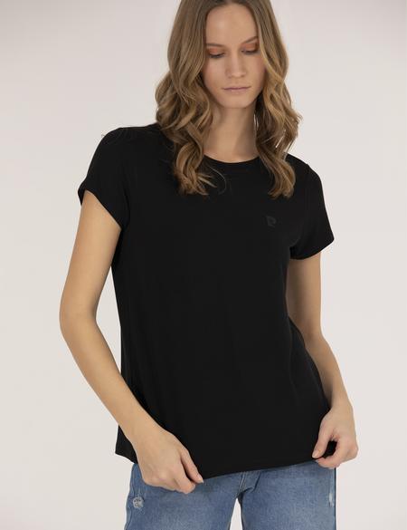 Siyah Comfort Fit Bisiklet Yaka Basic Tişört - 50272382004