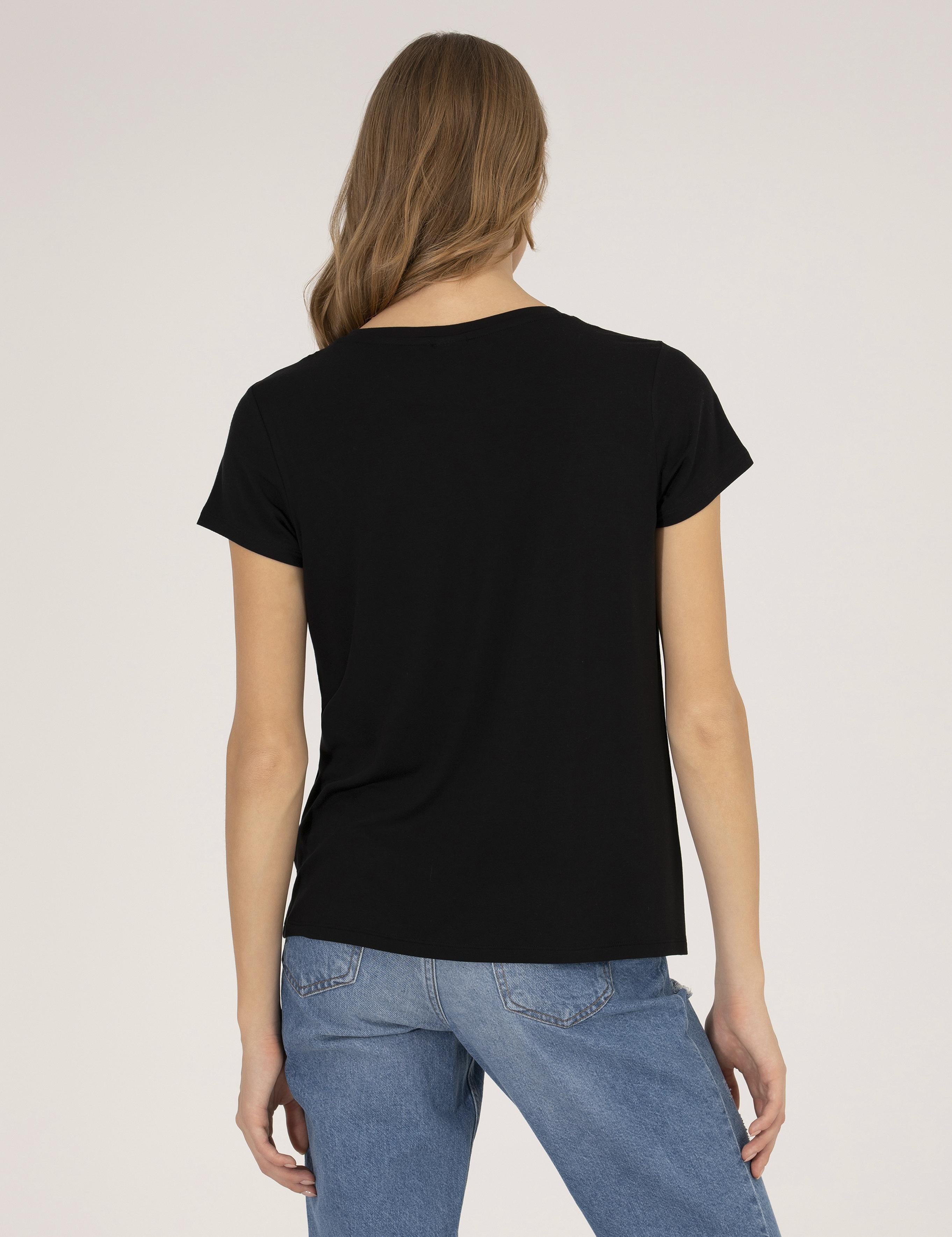 Siyah Comfort Fit Bisiklet Yaka Basic Tişört