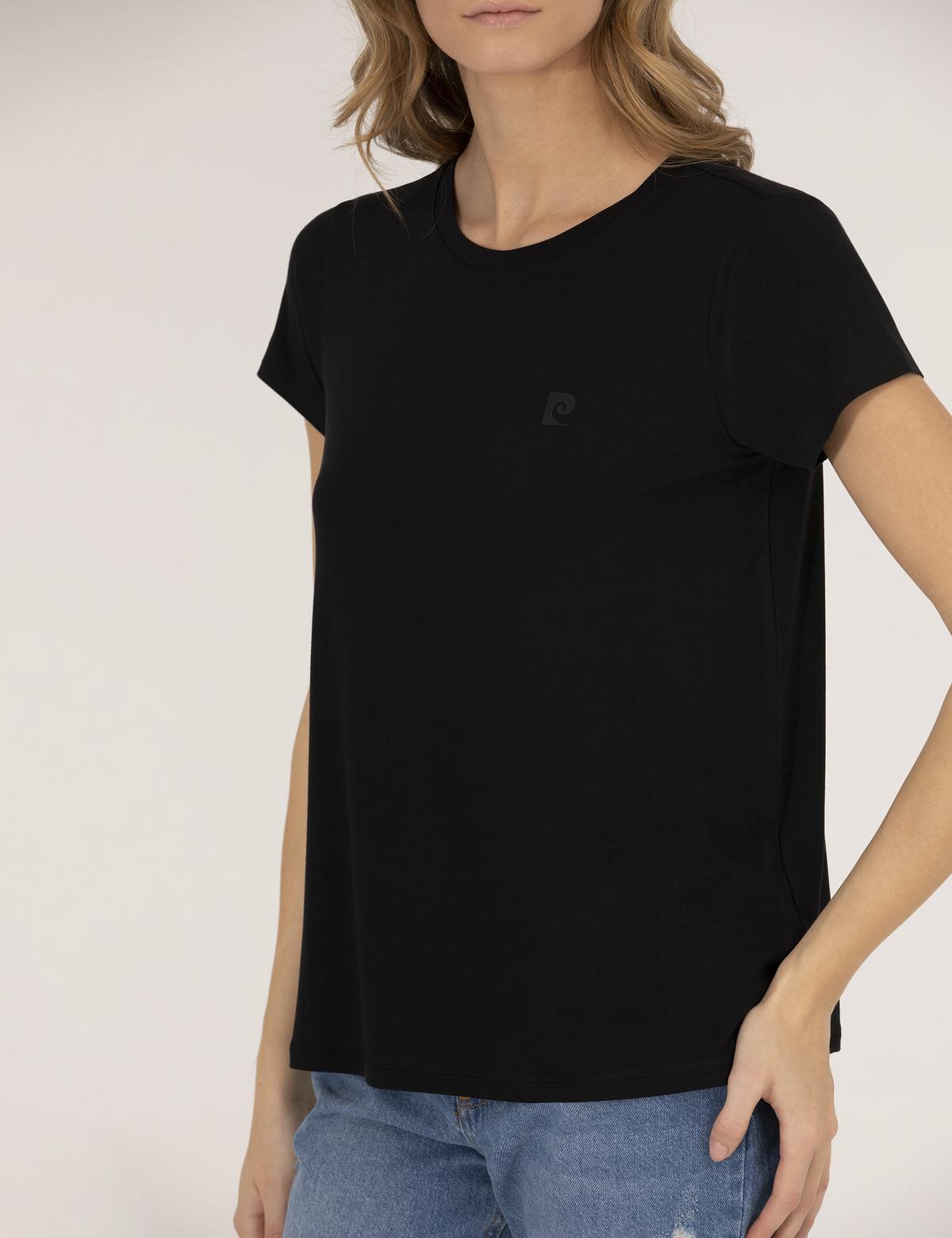 Siyah Comfort Fit Bisiklet Yaka Basic Tişört - 50272382004