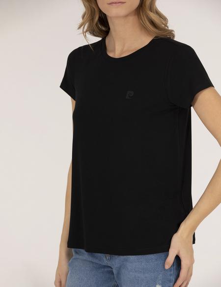 Siyah Comfort Fit Bisiklet Yaka Basic Tişört - 50272382004