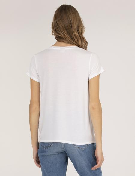 Beyaz Comfort Fit V Yaka Basic Tişört - 50272385005