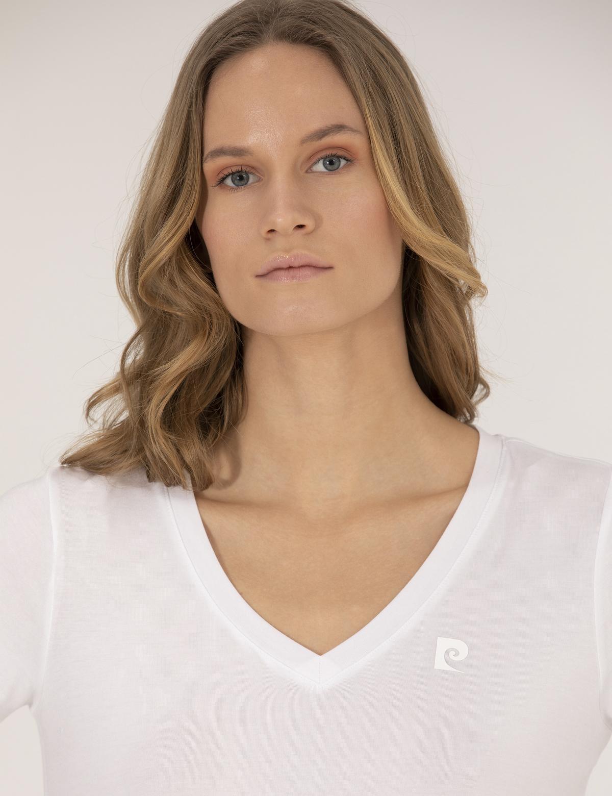 Beyaz Comfort Fit V Yaka Basic Tişört - 50272385005