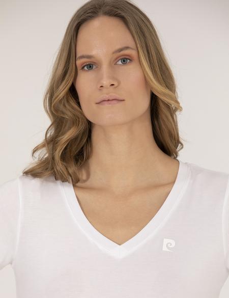 Beyaz Comfort Fit V Yaka Basic Tişört - 50272385005