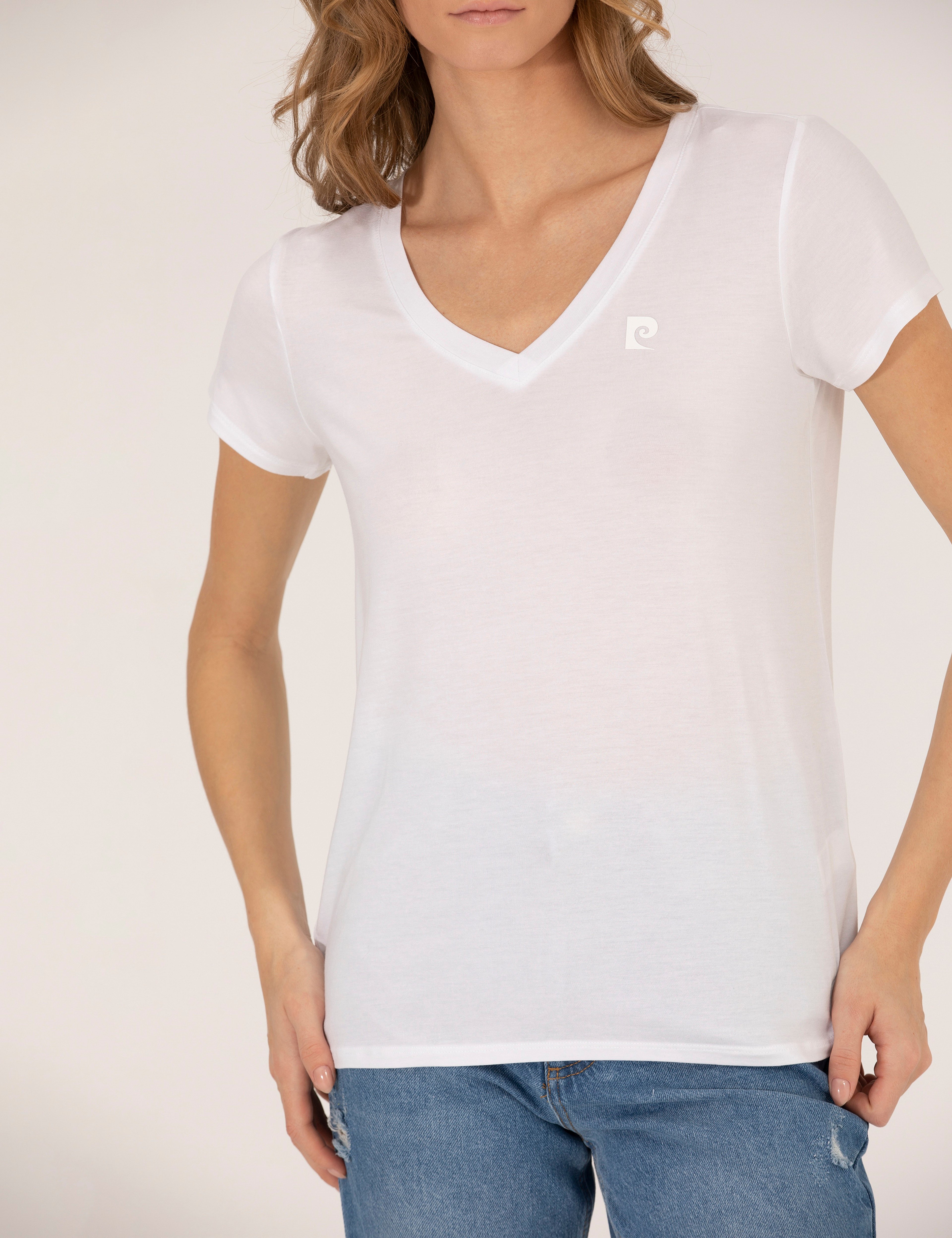 Beyaz Comfort Fit V Yaka Basic Tişört