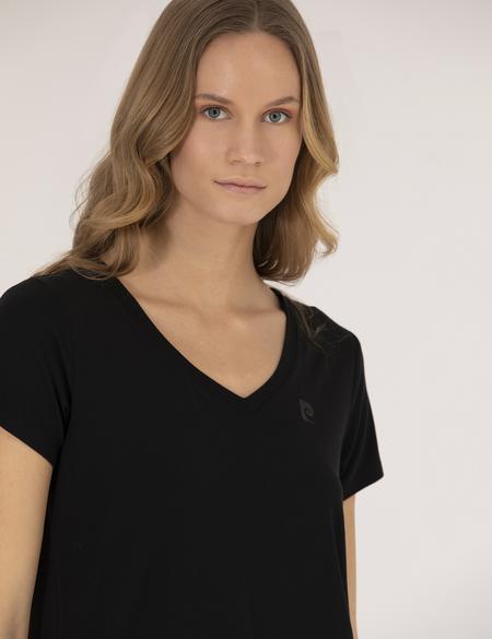 Siyah Comfort Fit V Yaka Basic Tişört - 50272385011