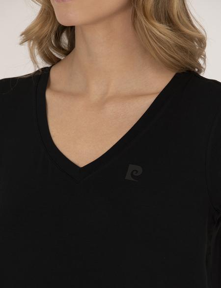 Siyah Comfort Fit V Yaka Basic Tişört - 50272385011