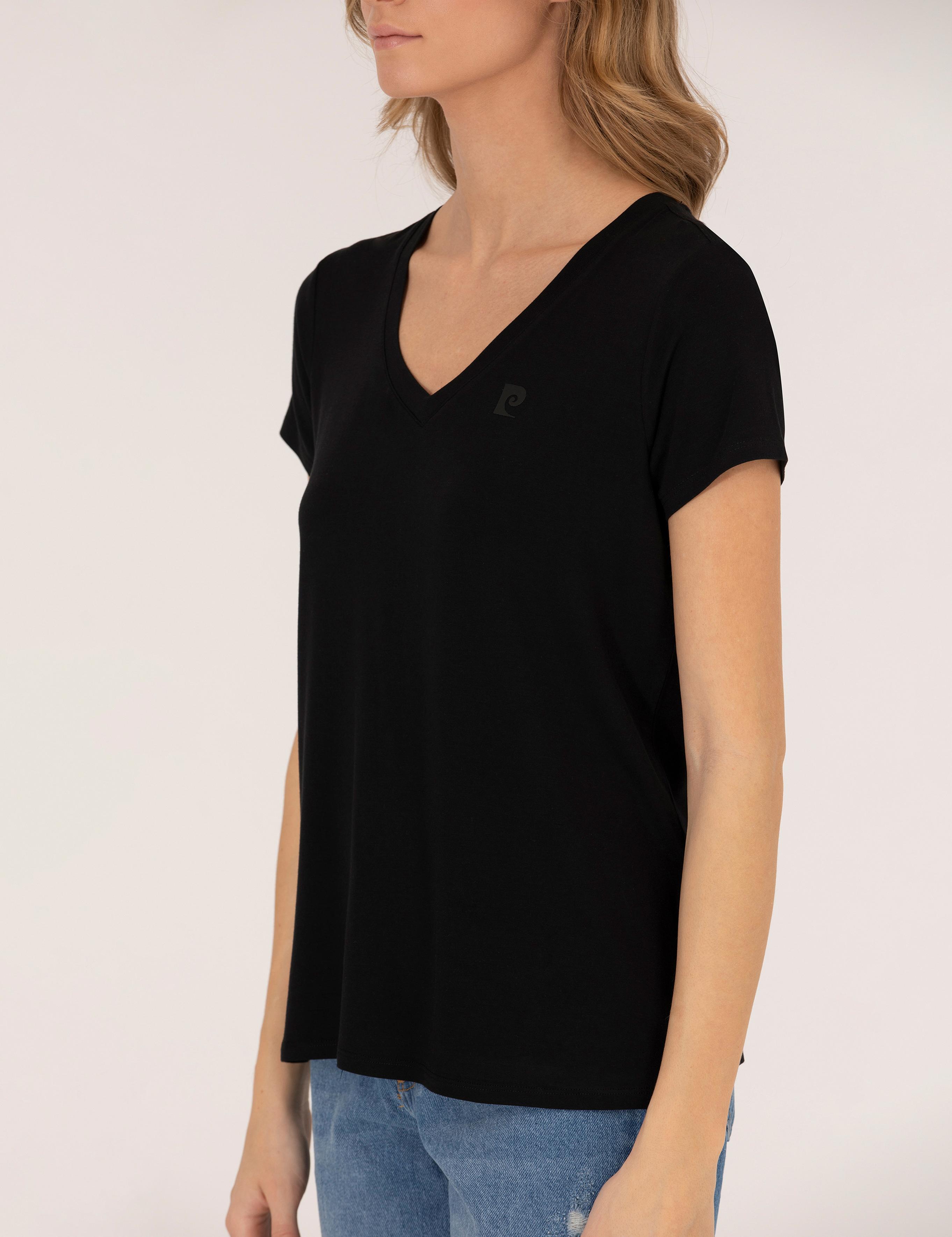 Siyah Comfort Fit V Yaka Basic Tişört