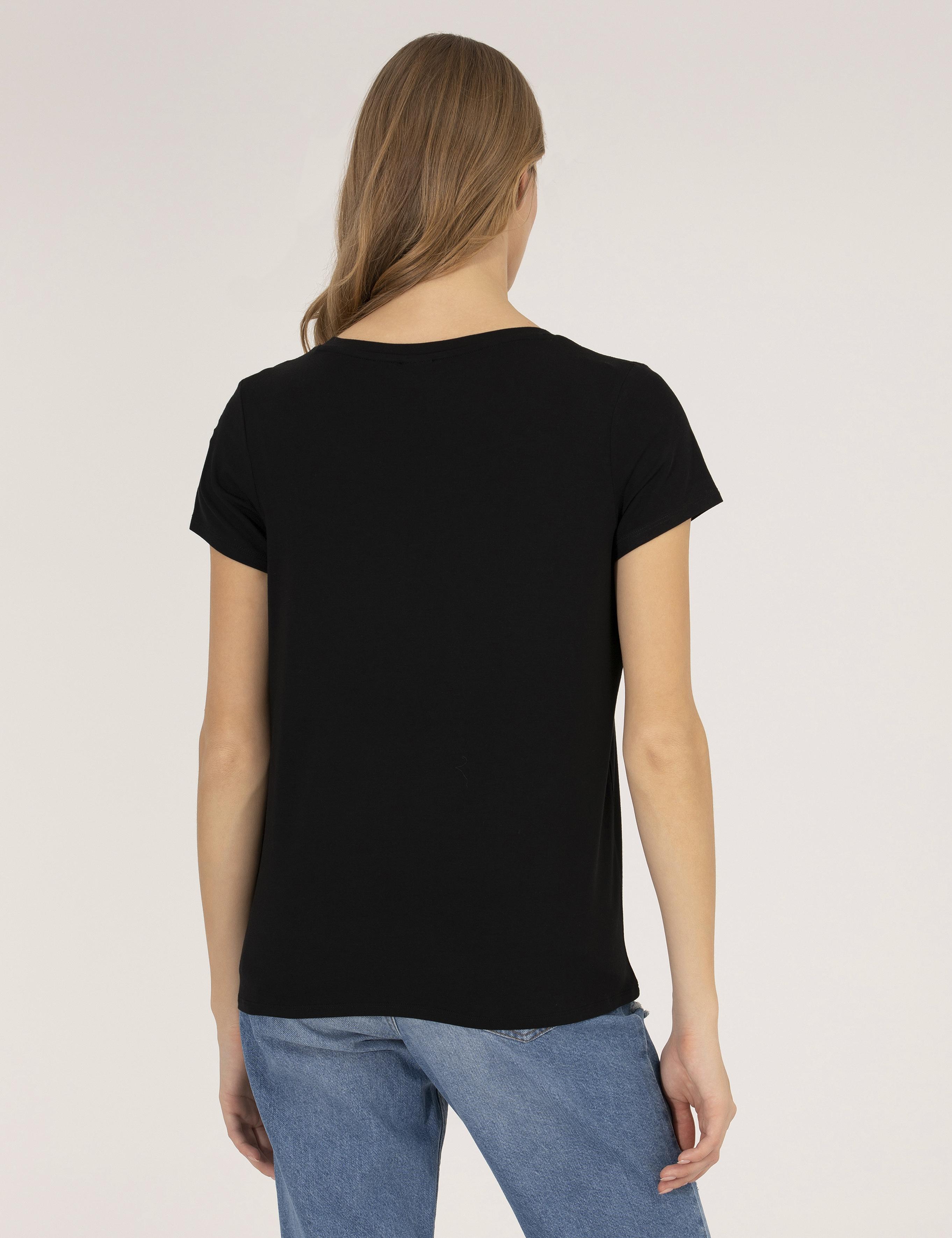 Siyah Comfort Fit V Yaka Basic Tişört