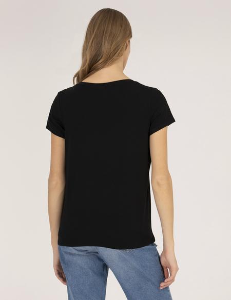 Siyah Comfort Fit V Yaka Basic Tişört - 50272385011