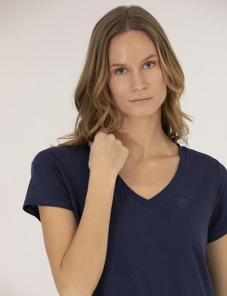 Lacivert Comfort Fit V Yaka Basic Tişört - 50272385015