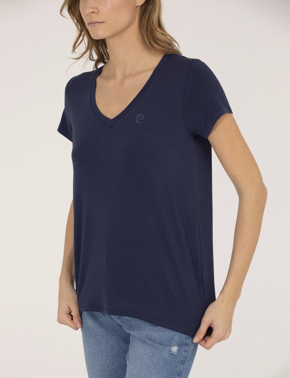 Lacivert Comfort Fit V Yaka Basic Tişört - 50272385015