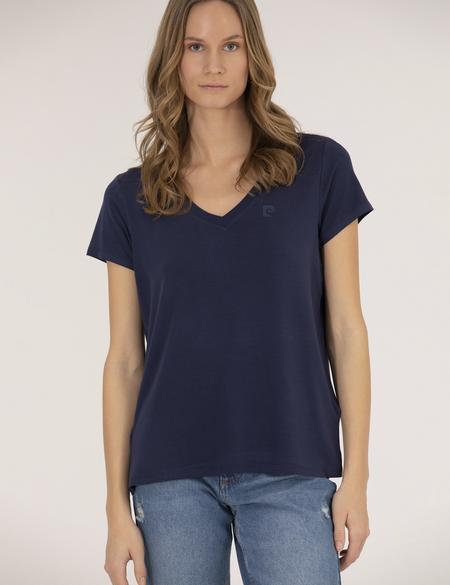 Lacivert Comfort Fit V Yaka Basic Tişört - 50272385015