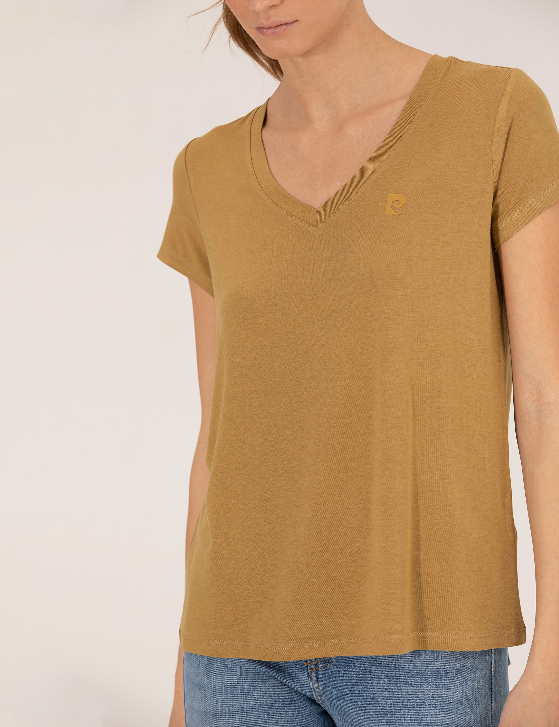 Yeşil Comfort Fit V Yaka Basic Tişört