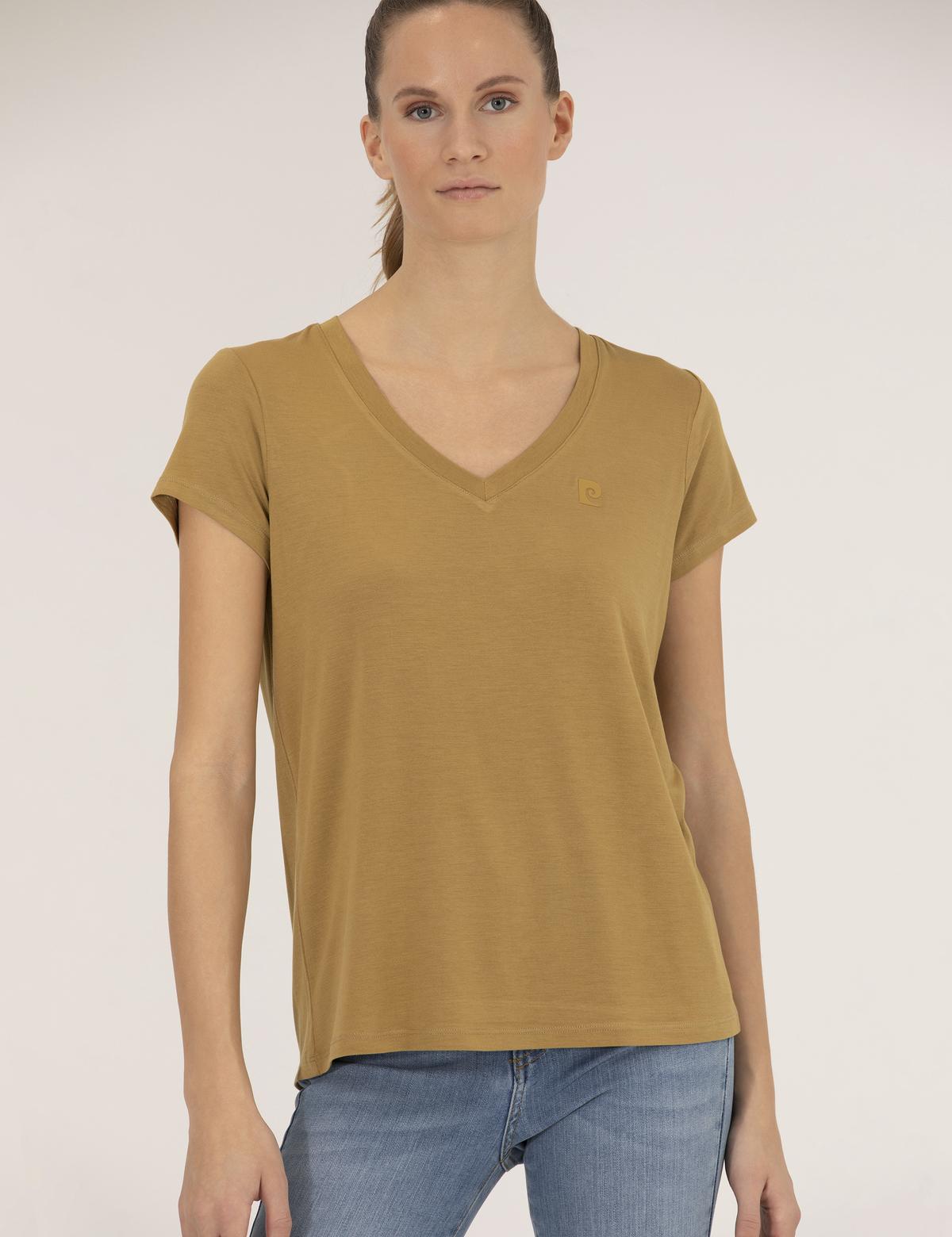 Yeşil Comfort Fit V Yaka Basic Tişört - 50272385025