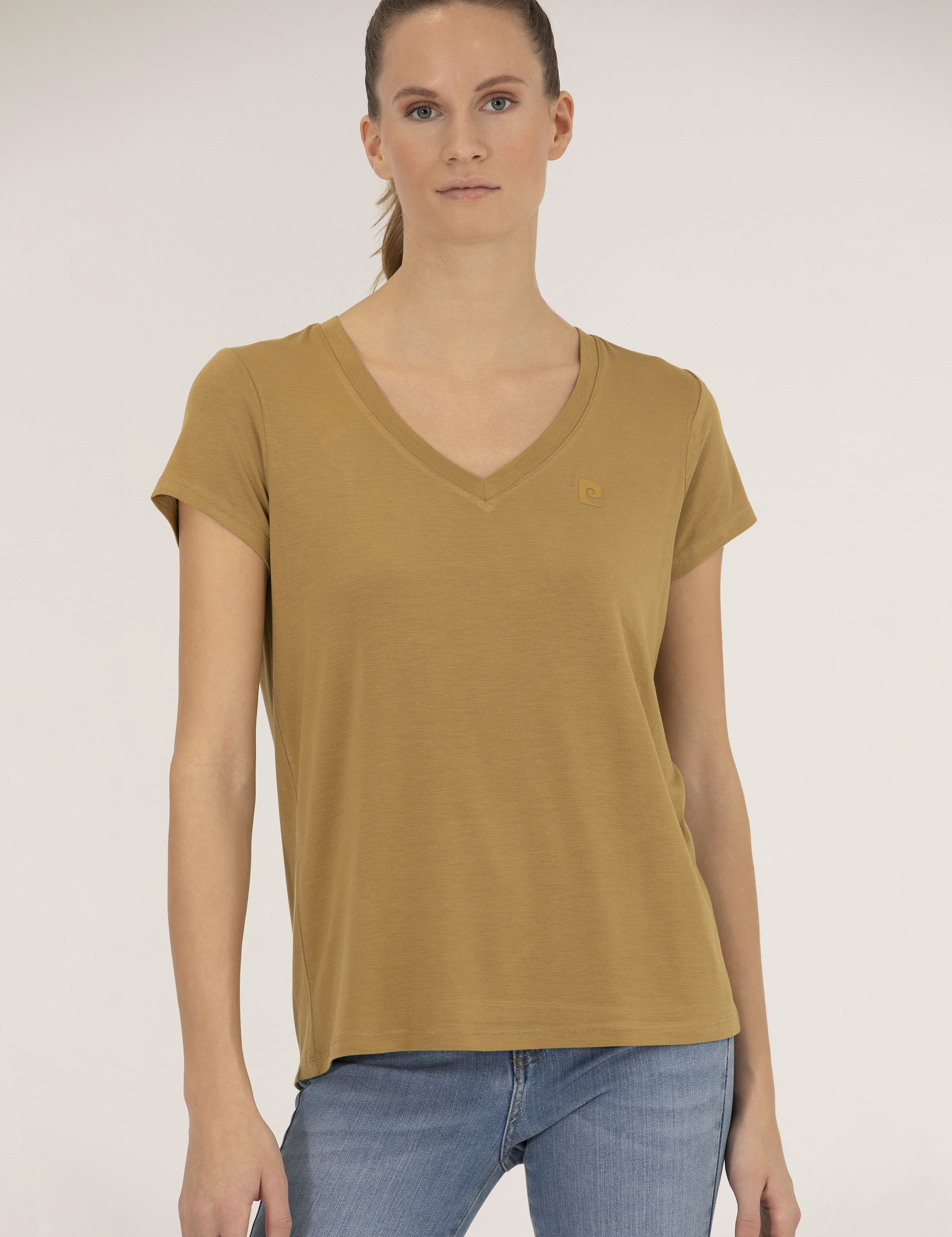 Yeşil Comfort Fit V Yaka Basic Tişört - Image 3