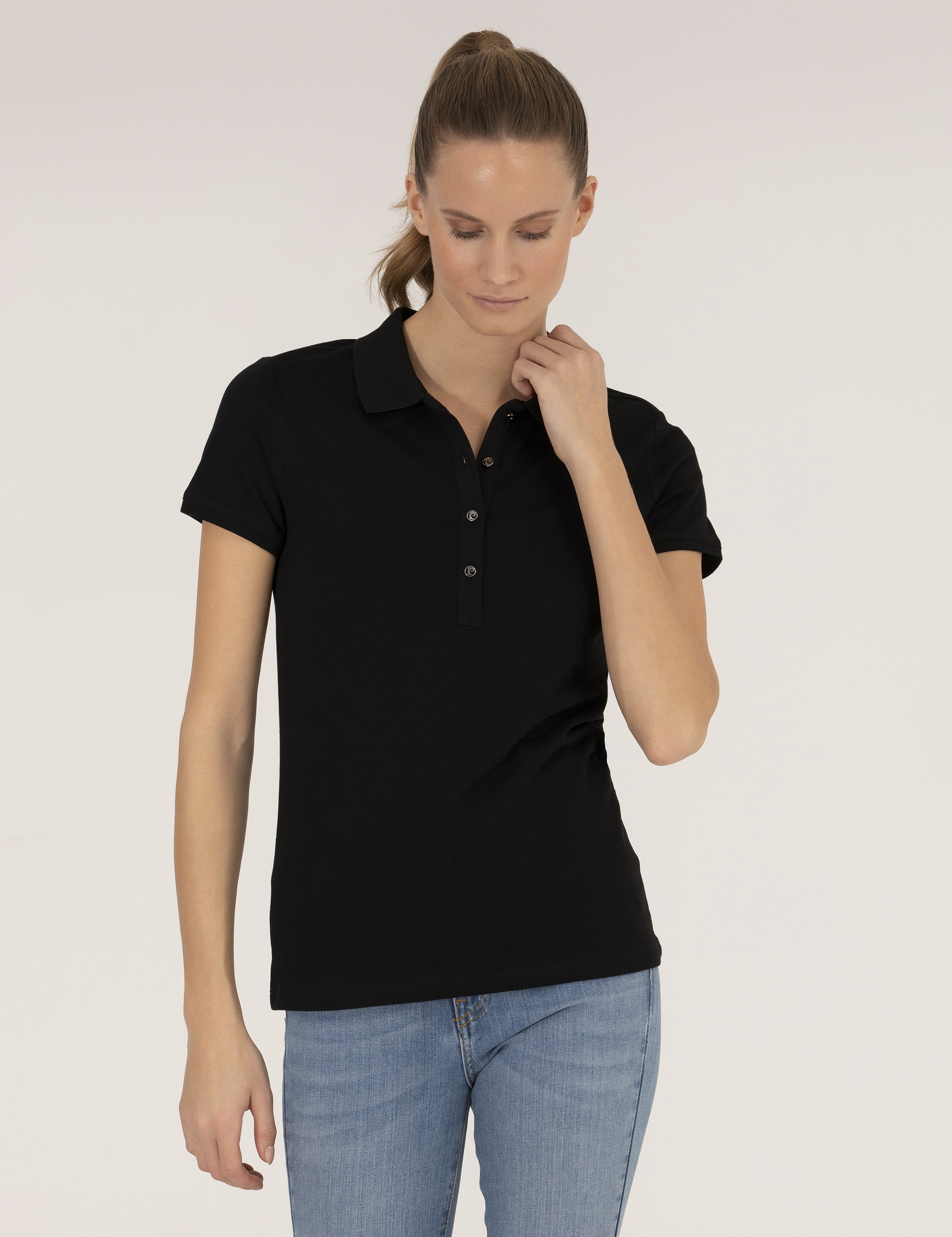 Siyah Polo Yaka Slim Fit Tişört - Image 1