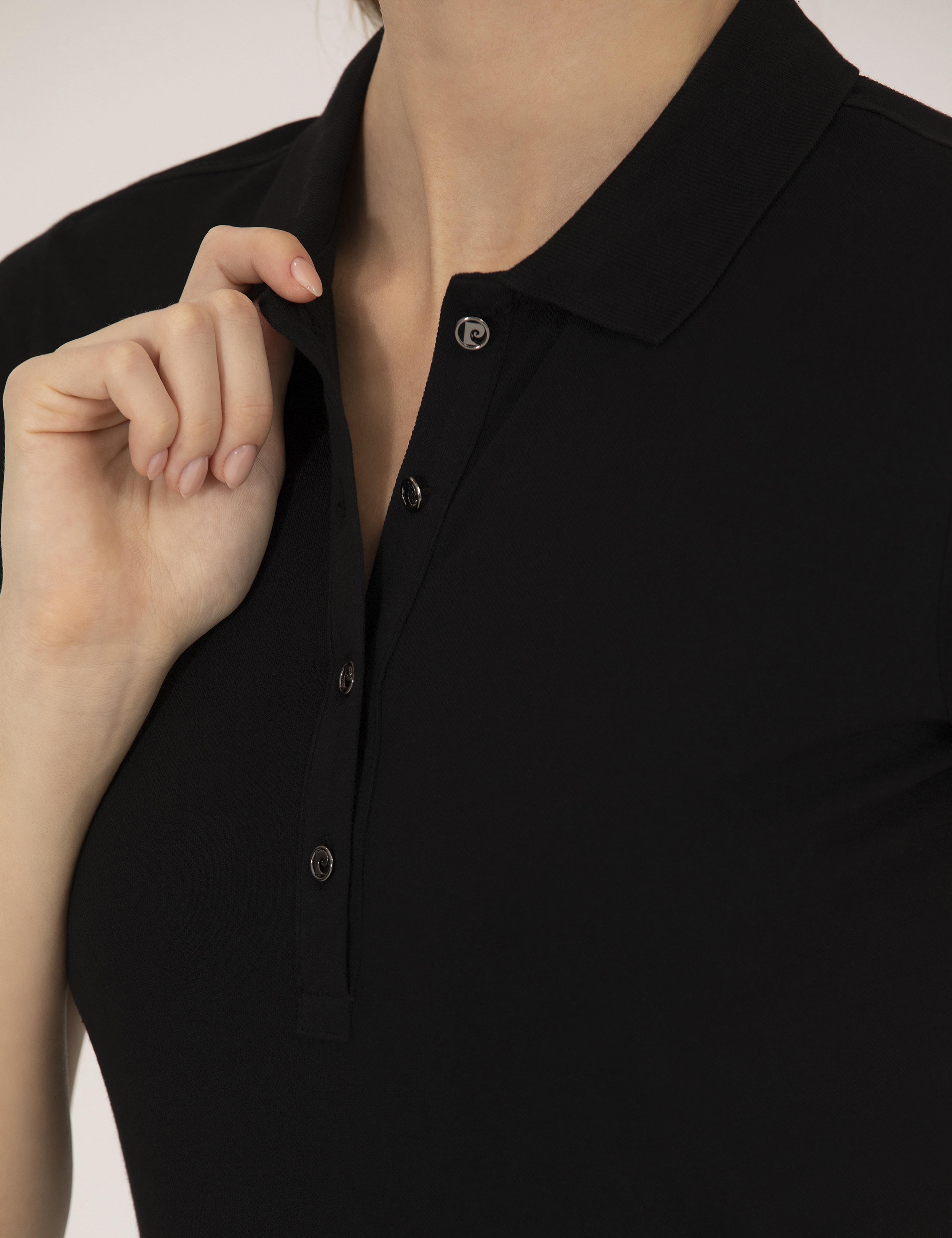 Siyah Polo Yaka Slim Fit Tişört - Image 7